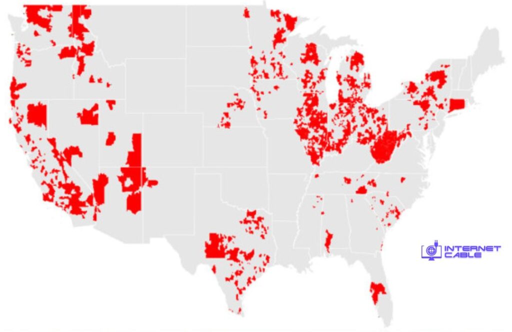 Frontier Internet Coverage Map, DSL + Fiber map